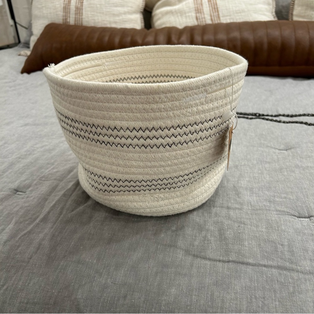 Cream and Black Woven Basket (2) - Picture 1 of 6